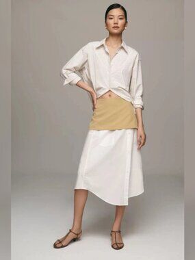Anthropologie Maeve Layered Shirttail Midi Skirt Sz XS